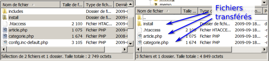 b. Les fichiers en cours de transfert apparaissent temporairement c. L'onglet Fichiers en file d'attente indique le nombre de fichiers restant à transférer. 6.