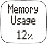 6.1.3 Programmation statut mémoire Dans le mode réglage sélectionnez «Memory» jusqu à l apparition de l affichage suivant : Mémoire chargée On indiquera la mémoire chargée de la montre GPS en %.