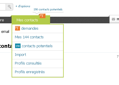 o Cliquez sur «Mes contacts» pour accepter/refuser directement les demandes de mise en relation, visualiser vos contacts et