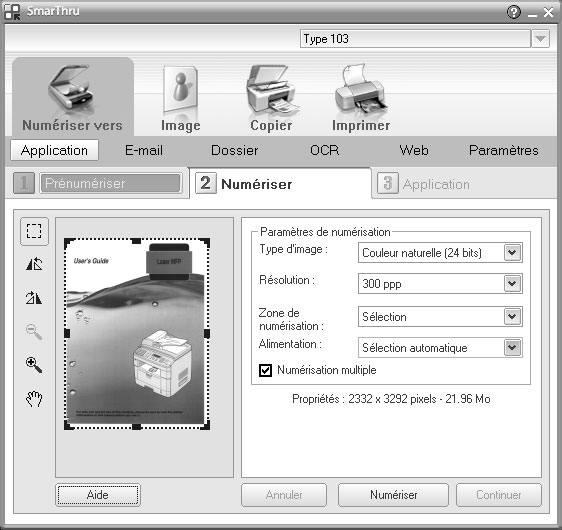 Copier Permet de générer des copies de qualité professionnelle. Si votre appareil le permet, vous pouvez copier une image en noir et blanc, et personnaliser les paramètres de copie.