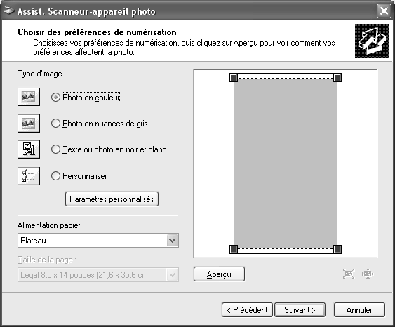 Numérisation à l aide du pilote WIA L appareil prend également en charge le pilote WIA (Windows Image Acquisition) de numérisation d images.