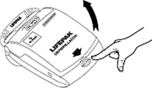 Entretien du défibrillateur Remplacement du sachet d électrodes QUIK-PAK Pour remplacer le sachet d électrodes QUIK-PAK : 1 Appuyer sur le bouton