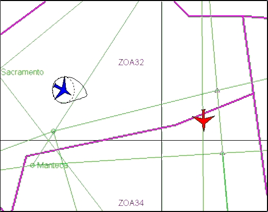 (x, y), l angle relatif à l axe de l avion de la direction où est localisé l