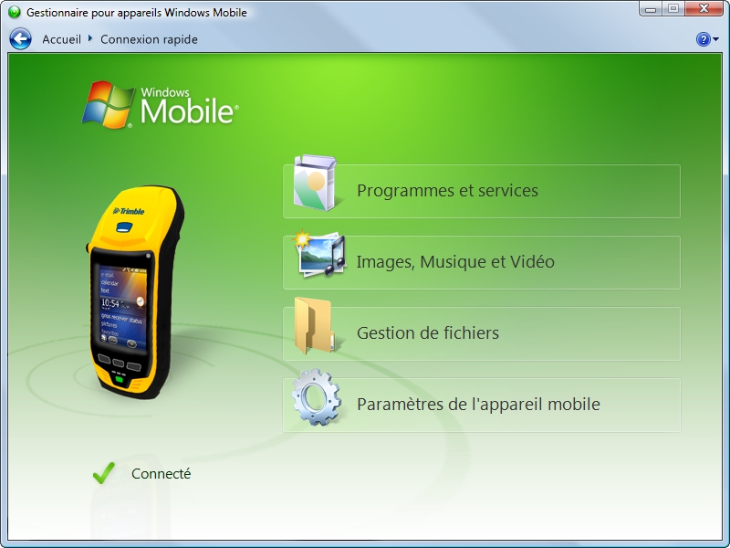 gestionnaire pour appareils windows mobile 6.1 pour windows 7