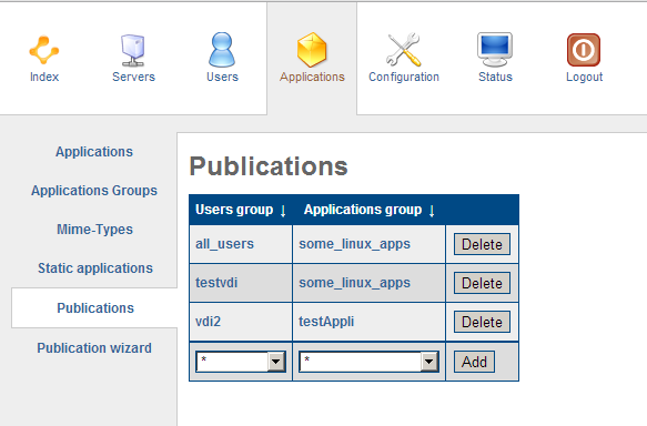 Le point «User groups» du sous menu liste les groupes d utilisateur, leur descriptif et leur statuts, avec le bouton «manage» il est possible de changer le statut d un groupe d ajouter ou enlever un