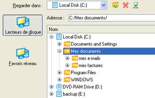 La version actuelle du programme ne permet pas d'accéder aux conteneurs virtuels et aux archives de fichier depuis l'explorateur de Volume.