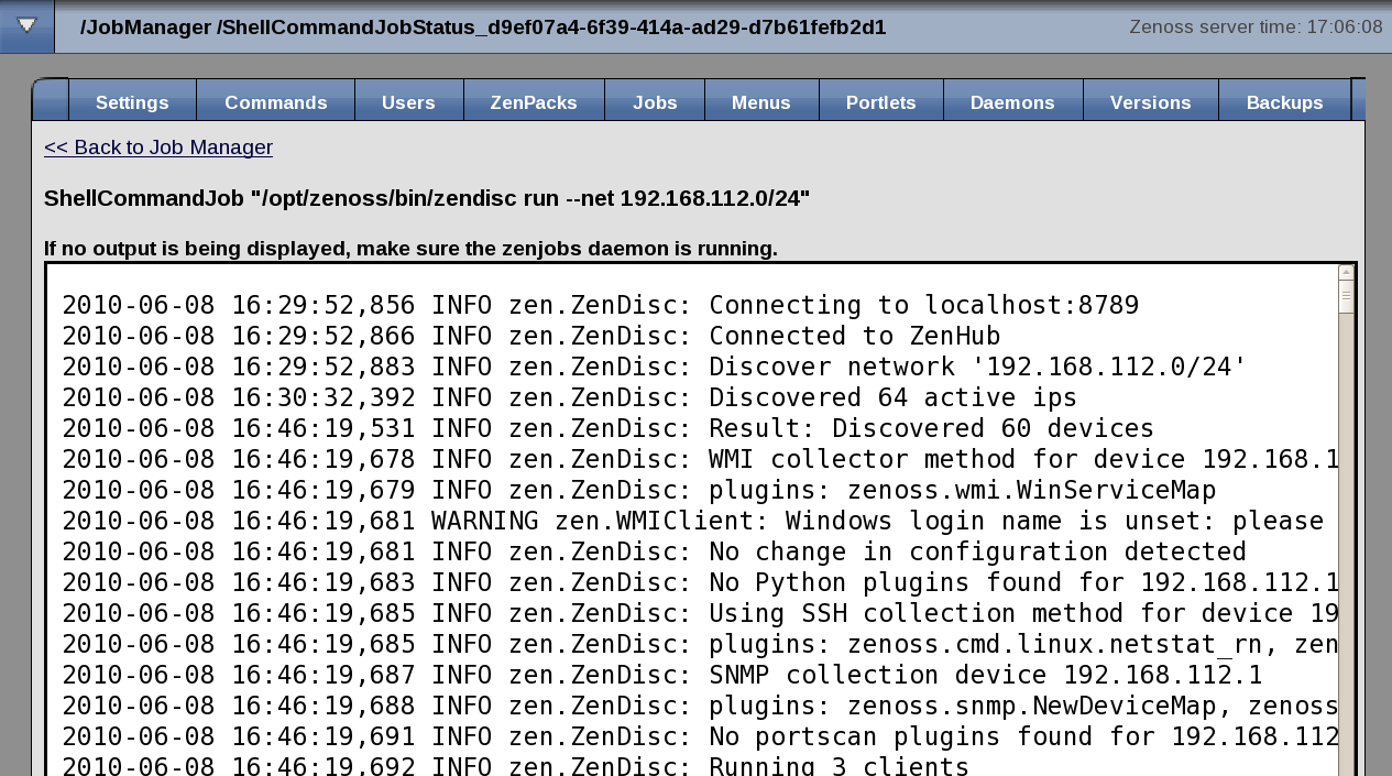 Découverte automatique du réseau Zenoss est également doté d une fonctionnalité très intéressante, qui permet de découvrir automatiquement tous les équipements possédant une adresse IP au sein du