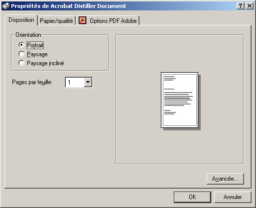 Annexe 3 Générer un fichier PDF à un format spécifique Pour cela, il faut configurer le format papier de votre imprimante virtuelle "Acrobat Distiller".
