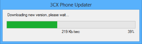 Copie d écran Notification du 3CXPhone sur les mises à jour Une fois que l utilisateur accepte la mise à jour, le programme de mise à jour démarre, et télécharge la nouvelle installation du 3CXPhone: