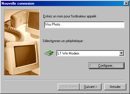 Sélectionner le type de serveur : choisir «PPP : Internet, Windows NT Server et Windows 98» (voir copie d écran ci-dessous).