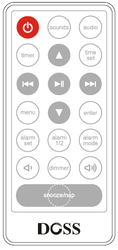 DESCRIPTION DE LA TELECOM M ANDE M arche / Arrêt Sons (Sounds): quatre bruits de nature Audio: pour choisir les sources d audio. Sommeil (Timer): pour choisir le temps de dormir.