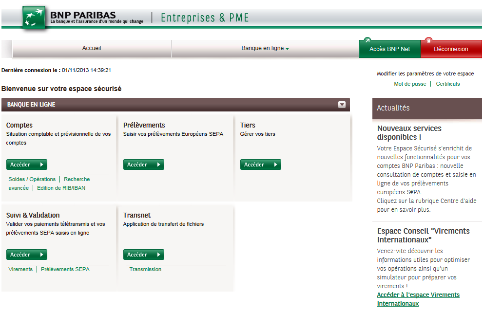1 Introduction Pour la gestion des prélèvements européens S PA, une nouvelle interface est mise à votre disposition à l adresse suivante : https://secure1.entreprises.bnpparibas.net.