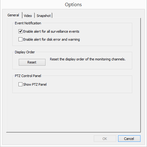 5.1.5 Réglages du moniteur Pour configurer les paramètres avancés de surveillance, cliquez sur. Les options suivantes sont disponibles dans l'onglet «Général».