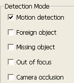 caméra. De multiples options peuvent être sélectionnées. B. Ajustez la sensibilité pour la détection d'objet. C.