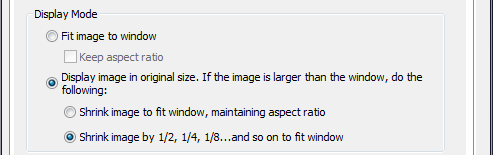 C. Mode d'affichage : I. Ajuster l'image à la fenêtre : Sélectionnez cette option pour ajuster une image à la fenêtre du navigateur.