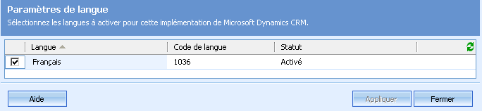 Pour ce faire, vous aurez à télécharger les modules linguistiques sur le site de Microsoft, les installer sur la machine qui exécute Dynamics CRM.