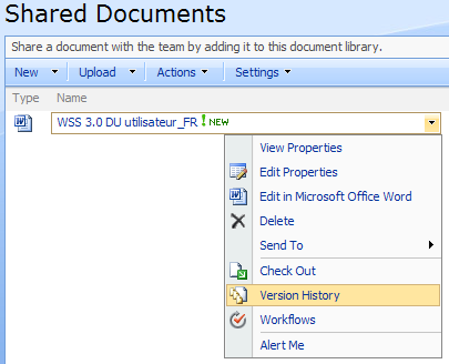2.6.2. Historique des versions Cette option permet de sauvegarder chaque état des enregistrements des documents.
