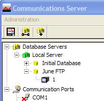 Pour configurer une base de données sur l'ordinateur, cliquez sur l'icône «Serveurs de base de données (Database Servers)», ce qui développe l'arborescence et affiche «Serveurs locaux (local