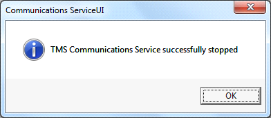 Si l'interface utilisateur du service de communication est ouverte avec des privilèges d'administrateur, le message suivant s'affiche. Sélectionnez «OK».