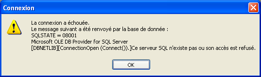 Le bouton permet de charger la liste des serveurs SQL détectés. Sélectionner le serveur à l aide du menu déroulant.