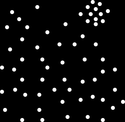 Chapitre 2 : Approche théorique de la visualisation (a) (b) (c) Figure 2.3 La loi de proximité. (a) et (b) : un rapprochement des points donne une impression de lignes verticales ou horizontales.