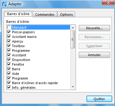 En quittant le mode Adapter, les fonctions insérées dans le menu sont fixes et peuvent être utilisées.