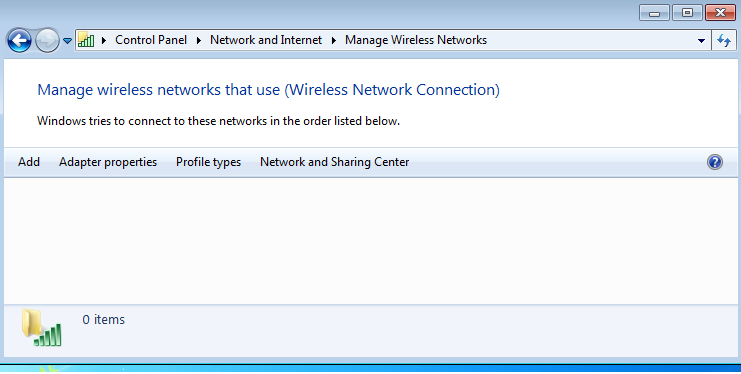 Configuration du réseau sans fil Pour ajouter un réseau sans fil : Cliquez sur Control Panel > Network and Sharing Center