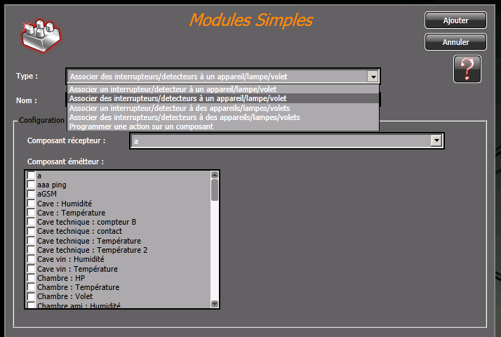 Information : Les modules permettent de créer les triggers et macros mais une fois créés, il faut utiliser les menus Trigger et Macro pour les modifier / supprimer.