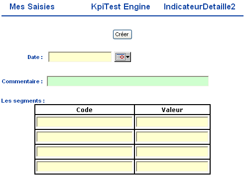 Mémoire de Stage «Key Performance Indicator» M2 ID Saisie d'un indicateur (non segmenté) On affiche les 3 dernières données puis on ajoute 3 lignes vides afin que l'utilisateur puisse créer
