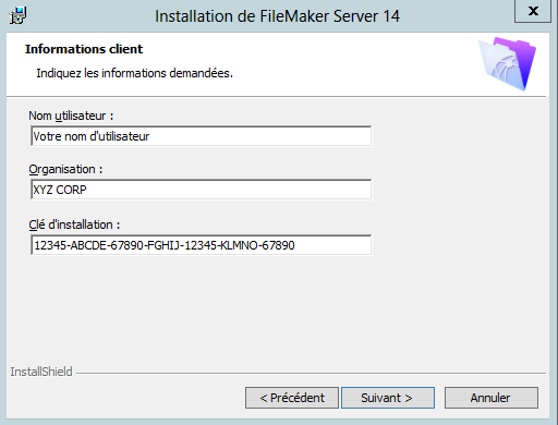 Chapitre 1 Introduction 8 A propos de la clé d installation Le logiciel FileMaker est livré avec une clé d installation unique comportant 35 caractères. N égarez pas cette clé.