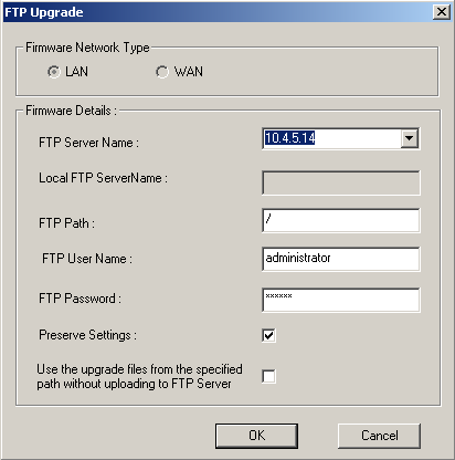 Windows CE Mise à niveau micrologicielle Cliquer sur OK. La fenêtre Schedule Firmware s affiche. Figure 74 Select Schedule Firmware Cliquer sur Firmware Details. La fenêtre FTP Upgrade s affiche.