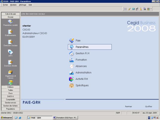Saisir le mot de passe - Cliquer : Connexion Ou - Cliquer : Accueil entreprise => L option Accueil entreprise affiche une fenêtre d accès aux différents modules du PGI.