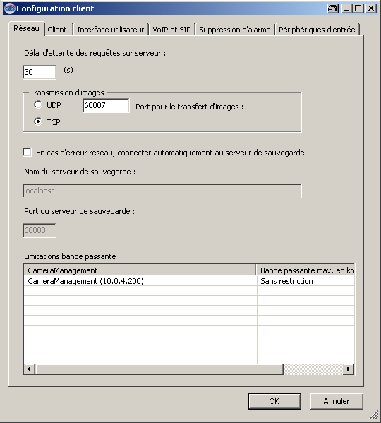Système : Le menu Système permet à l'utilisateur d'obtenir des informations sur la version installée de Java, le système d'exploitation et le nombre de clients connectés.