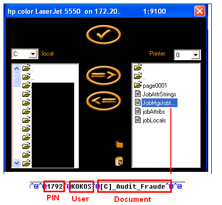 Audit Réseau Exemple : HP Laser Jet 5550 : Outrepassement de la fonction d impression «sécurisée» De nombreux modèles disposent d un mode d impression «sécurisé» Un code PIN est nécessaire pour l