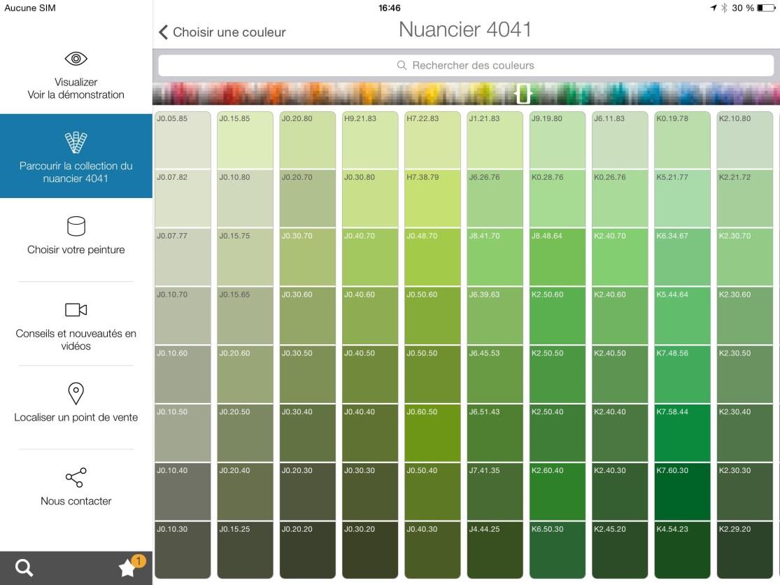 REALISER UN PROJET COULEURS Choisir une couleur en parcourant la collection du nuancier 4041 Cliquez sur