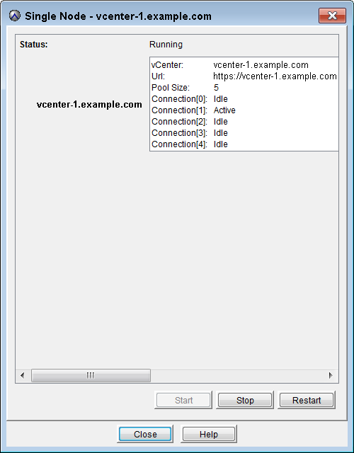 Administration vcenter Connection Monitor Avamar Administrator maintient un pool de connexions au serveur vcenter.