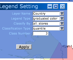 Permet la création de classification personnalisée Permet de synchroniser les opérations sur les vues Classification type : Quantile et interval Class number : 3 Legend type : Graduated color, chart