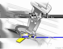 Sièges, systèmes de sécurité 59 Guider la ceinture de sécurité dans le support de ceinture en cas de nonutilisation et insérer le verrou plat dans le support.