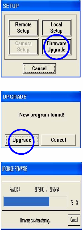 Firmware Upgrade Menu Firmware Upgrade Permet au Quantum d être mis à jour à travers le réseau. La nouvelle version du firmware doit être sotckée dans C:\KWClient\Upgrade.