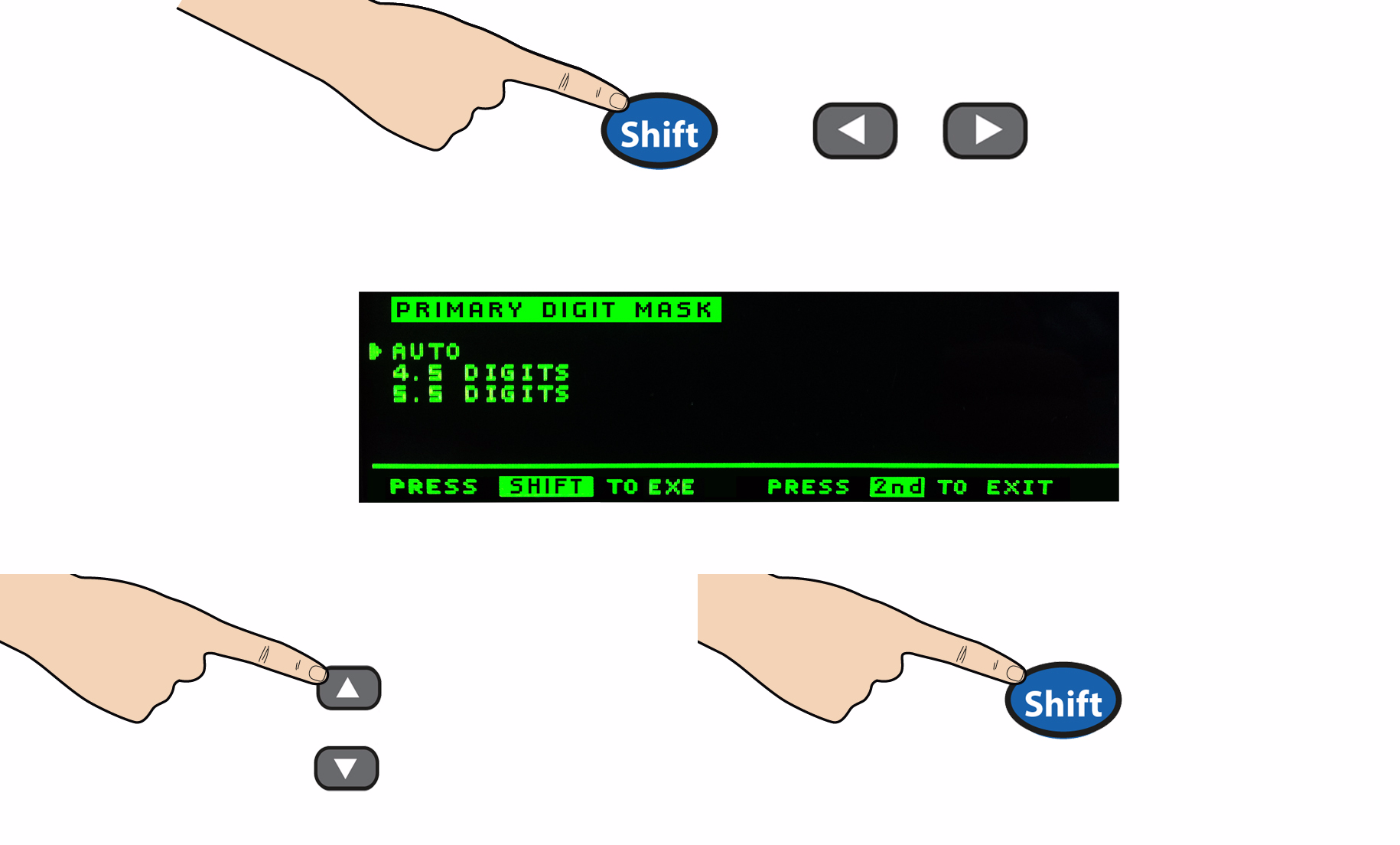1 Didacticiel de prise en main Masquer le masque numérique Le clavier de navigation contient un raccourci permettant de masquer (modifier du nombre de chiffres affichés) les valeurs sur l'affichage