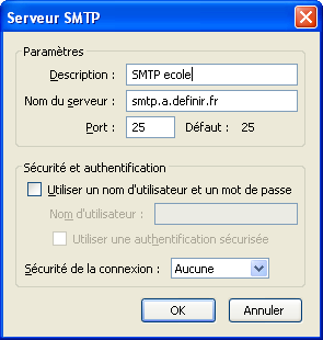 Se positionner sur Serveur sortant (SMTP), sélectionner le serveur SMTP créé dans la partie droite de la fenêtre et cliquer sur Modifier.
