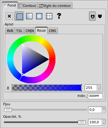 Colorer les formes Clic direct sur la couleur de fond dans la palette Clic sur Remplissage ou Contour dans la