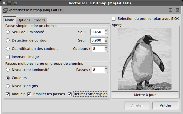 Vectoriser une image matricielle Menu Fichier >