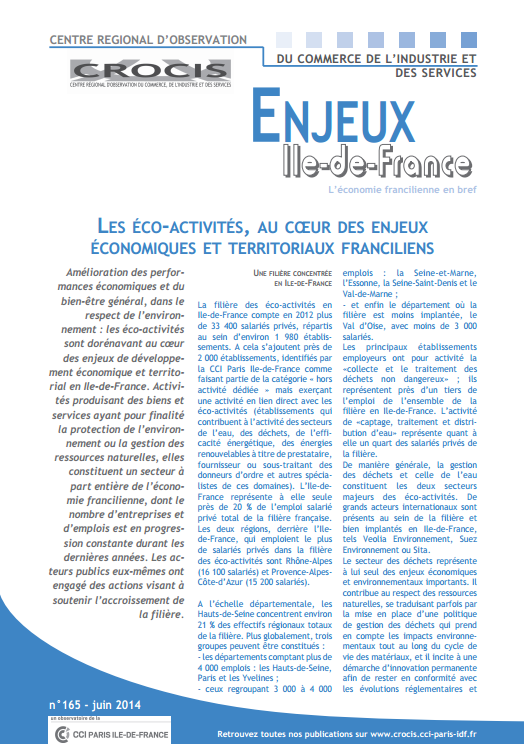 Le Crocis Les «Enjeux Ile-de-France» (1/2) : Public visé : chefs d entreprise, fédérations, décideurs, etc.