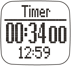 7.3 Chronomètre Dans le mode heure appuyez sur la touche «VIEW» jusqu à l apparition de cet affichage sur l écran : Chronomètre Heure actuelle Réglage du chronomètre «Paramètres» «Minuteur».