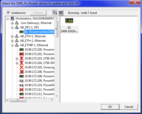 7. Dans le logiciel RSLinx, naviguez jusqu à l adresse IP du dispositif sur le réseau Ethernet, sélectionnez le dispositif puis cliquez sur OK.