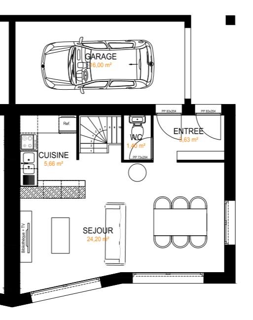 Plan du Rez-de-chaussée Désignation Surface (m²) Entrée 3,63 m² Séjour salle à manger 24,20