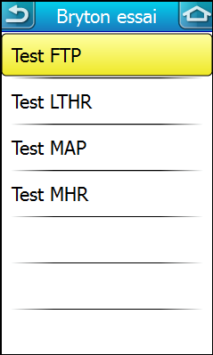 Bryton essai Le Rider 60 comprend quatre cours d'essai pour vous aider à mesurer votre MHR, LTHR, FTP et MAP. Bryton exercice va utiliser ces données pour créer une zone d'entraînement cible.