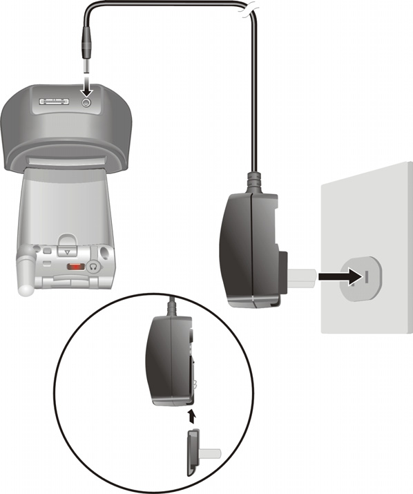 Sans Utiliser le Socle Connectez l extrémité CC de l adaptateur CA sur le connecteur d alimentation situé en bas du Smartphone, puis l autre extrémité sur une prise électrique murale.