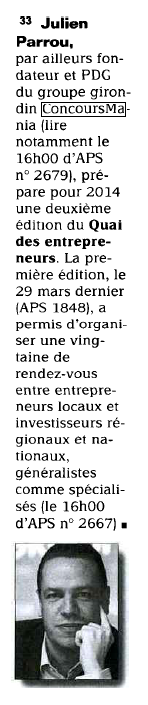 Media : APS (Aquitaine Presse Service) Date : 19 avril 2013 Titre :
